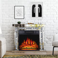 Mirrored Electric Fireplace, Fireplace Mantel Freestanding Heater Firebox with Remote Control