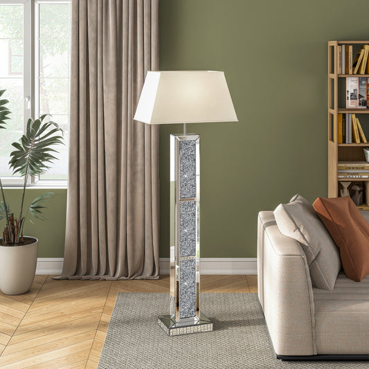 Mirrored Glass Floor Lamp Crushed Diamond Home Decor