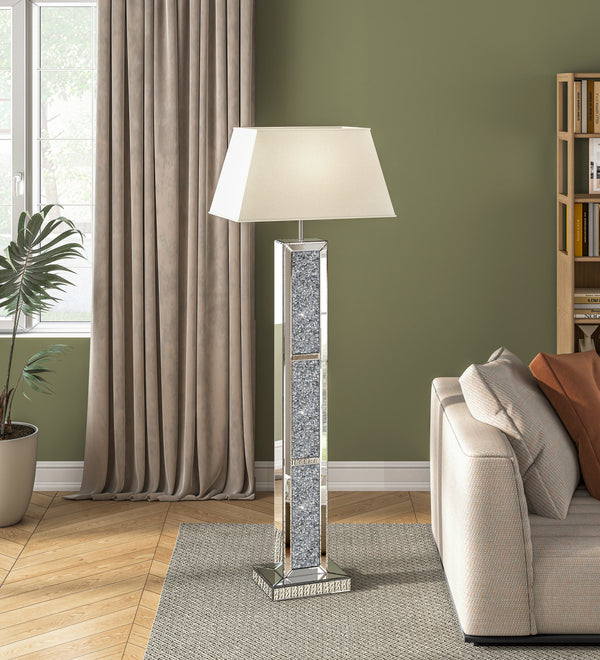 Mirrored Glass Floor Lamp Crushed Diamond Home Decor