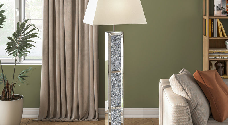 Mirrored Glass Floor Lamp Crushed Diamond Home Decor