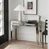 Mirrored Vanity Dresser with Drawers for Bedroom, Silver Make Up Table Inlay with Crushed Crystals