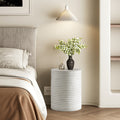 White Outdoor Ceramic Accent Table, Unique Garden Stool for Patio or Balcony