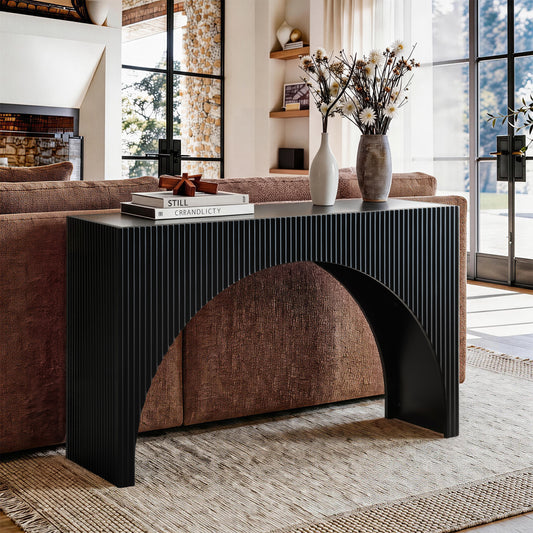 Black Fluted Arch Modern Console Table