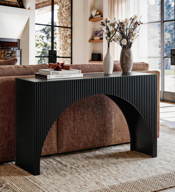 Black Fluted Arch Modern Console Table
