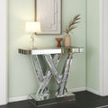 Modern Console Table Mirrored Finished, Glam Style W Silver Entryway Table