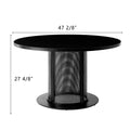 Round Metal Dining Table with Mesh Pedestal Base