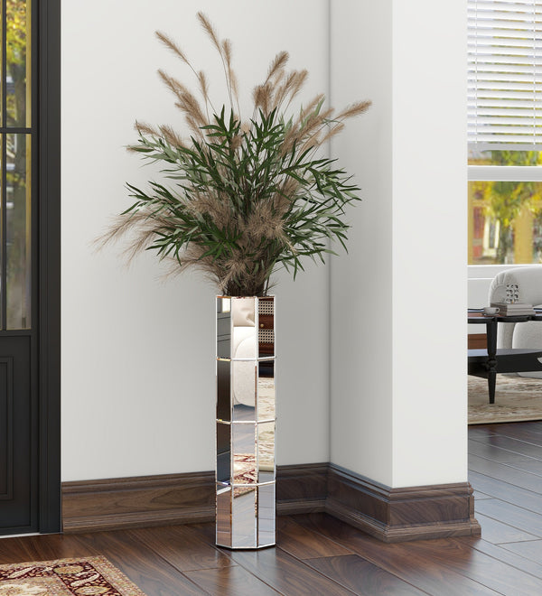 Tall Silver Big Vase for Decor Living Room Decorative Large Vase