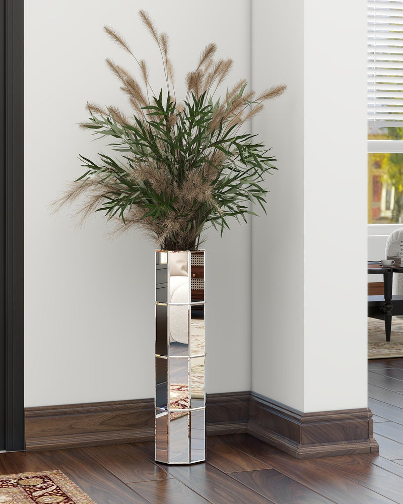 Tall Silver Big Vase for Decor Living Room Decorative Large Vase