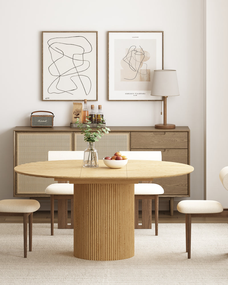 Oak Extendable Oval Solid Wood Dining Table