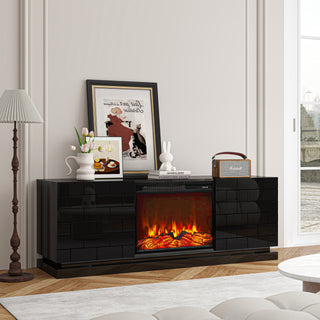 Black Electric Fireplace 63" TV Stand
