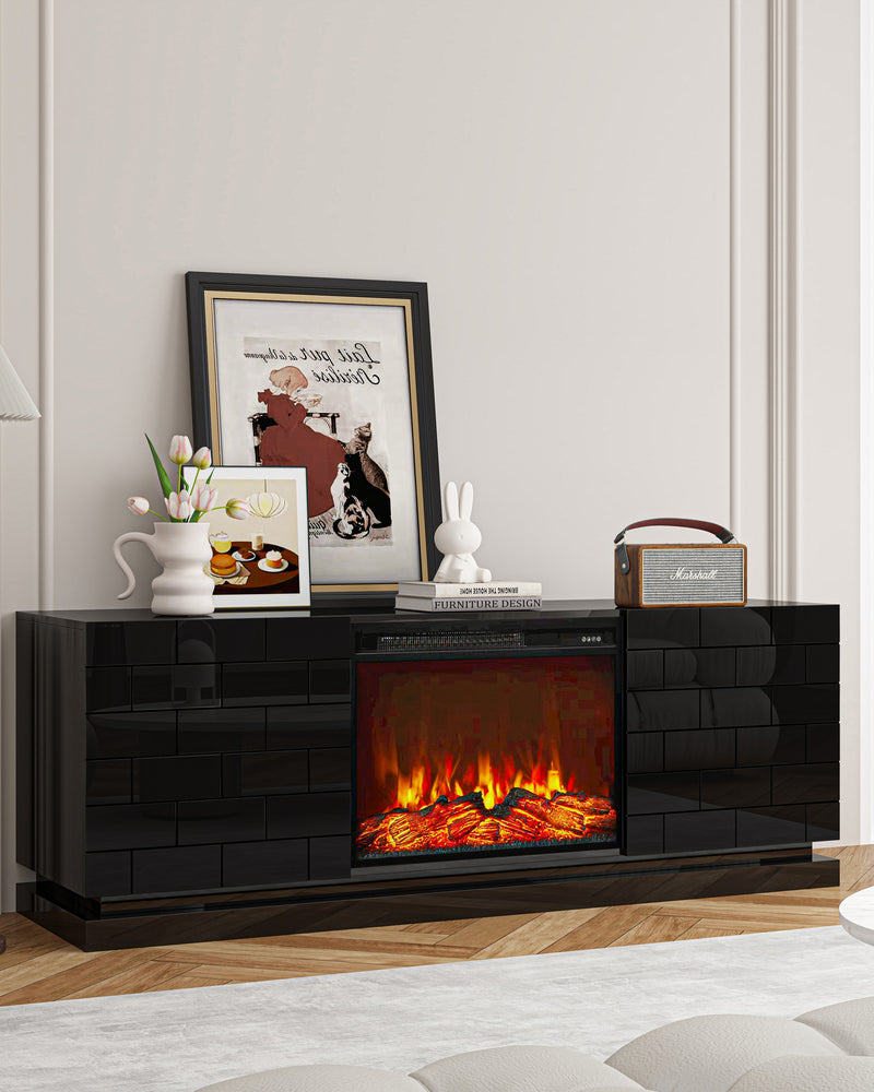 Modern TV Stand with Electric Fireplace, 63