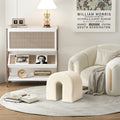 White Accent Upholstered Ottoman, N Shaped