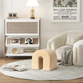 Camel Accent Upholstered Ottoman, N Shaped