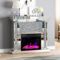 SHYFOY Mirrored Electric Fireplace with Remote Control, 3D Flame