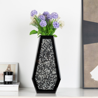 Black Crushed Diamond Mirrored Flower Vases Home Decor