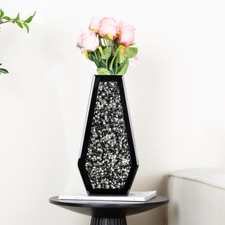 Black Crushed Diamond Mirrored Flower Vases Home Decor