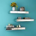 Silver Set of 3 Mirrored Glass Floating Shelves