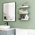 Silver Set of 3 Mirrored Glass Floating Shelves
