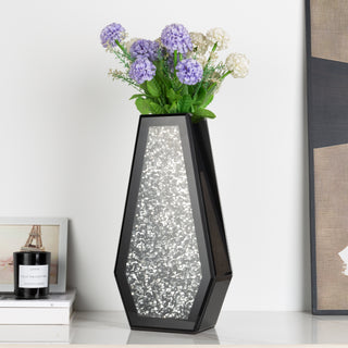 Black Crushed Diamond Mirrored Flower Vases Home Decor