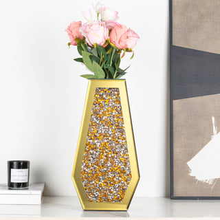 Glod  Crushed Diamond Vase Large Mirrored Flower Vases Home Decor