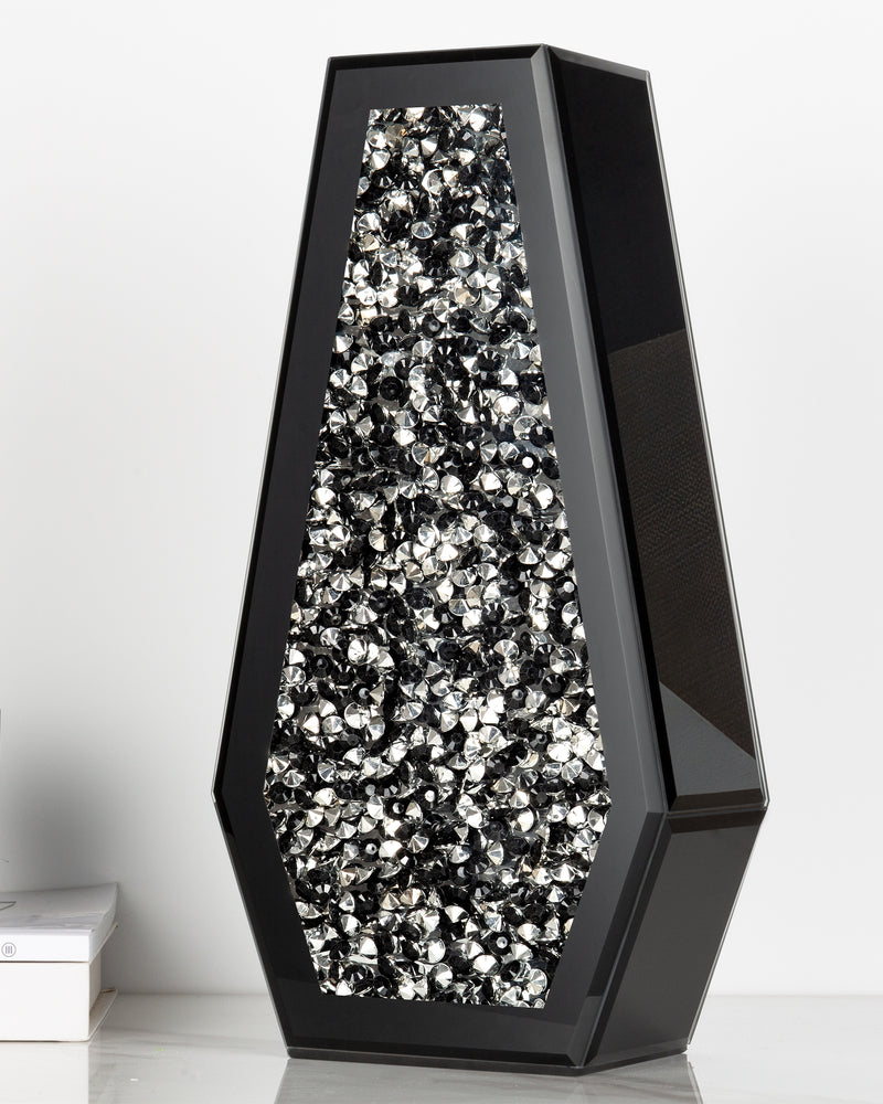 Black Crushed Diamond Mirrored Flower Vases Home Decor