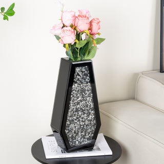 Black Crushed Diamond Mirrored Flower Vases Home Decor