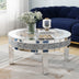 Round Glass Top Silver Accent Table Decor With Crushed Diamond Coffee Table