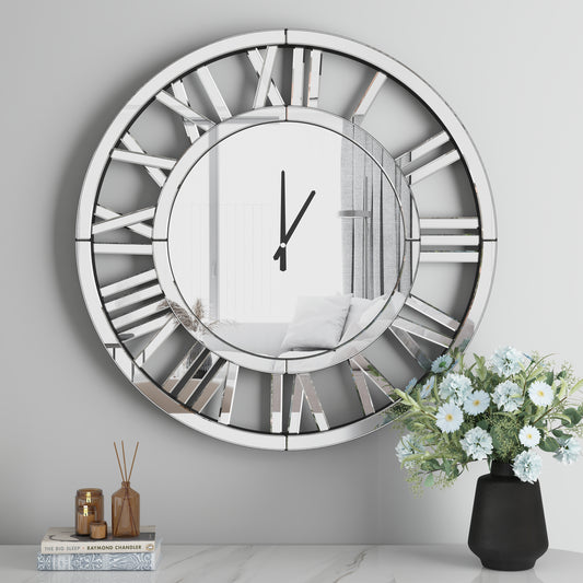 Oversize Wall Clock Living Room Decor, Extra Large Decorative Mirror Wall Clocks