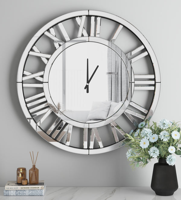 Oversize Wall Clock Living Room Decor, Extra Large Decorative Mirror Wall Clocks