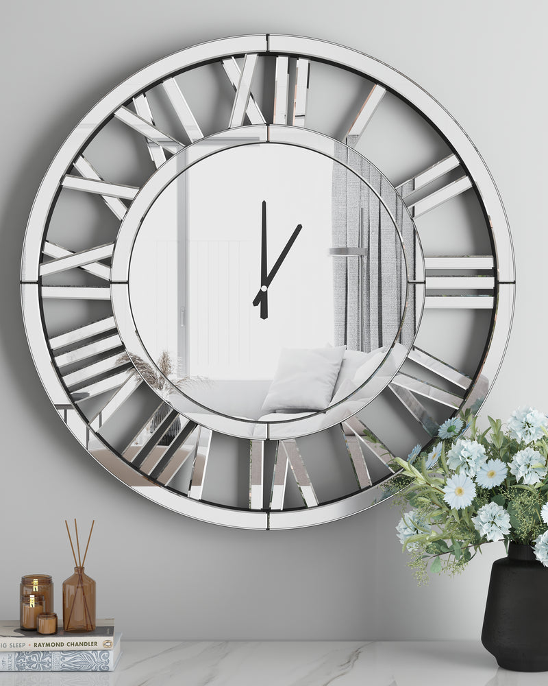 Oversize Wall Clock Living Room Decor, Extra Large Decorative Mirror Wall Clocks