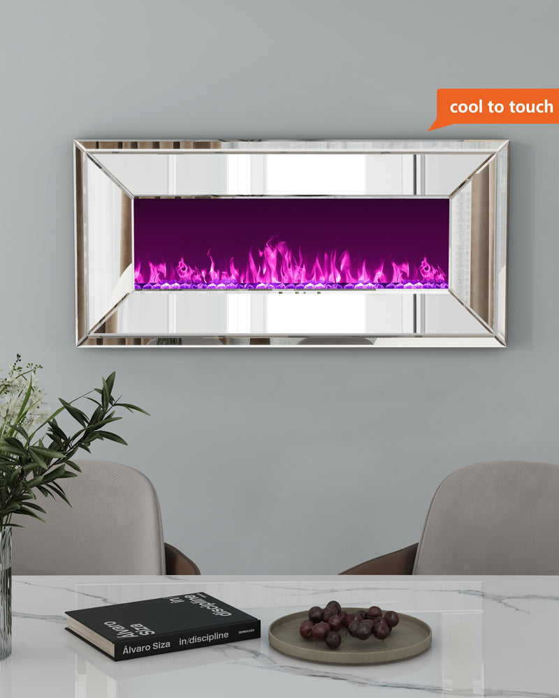 Riggleman Mirrored Wall Mounted Electric Fireplace with Remote Control