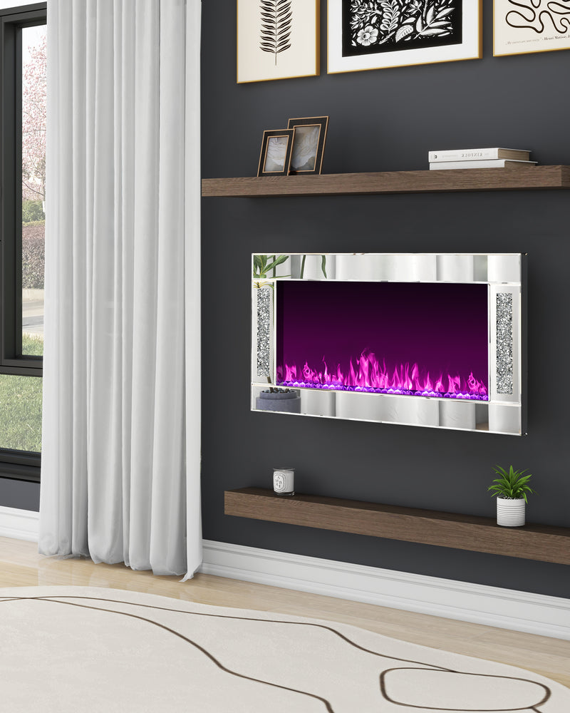 Modern Electric Fireplace with Crushed Diamond Inlay
