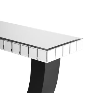 Modern Mirror Console Table with U-Shaped Black Wood Base