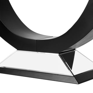 Modern Mirror Console Table with U-Shaped Black Wood Base