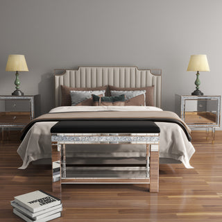 SHYFOY Crushed Diamon Mirrored Bench Shoe Storage