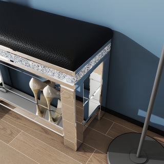 SHYFOY Crushed Diamon Mirrored Bench Shoe Storage