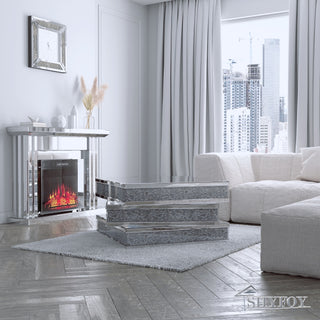 SHYFOY Three-Layer Solid Silver Mirror Diamond Coffee Table / SF-CF035