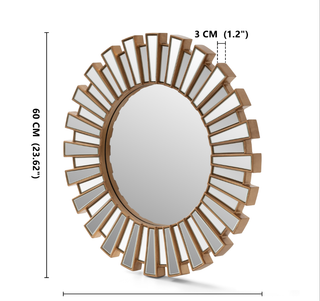 Gold Sunburst Decorative Round Wall Mirror