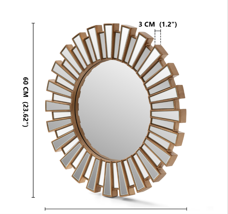 Gold Sunburst Decorative Round Wall Mirror