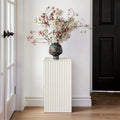 White Grid-Tiled Modern Square Accent Table
