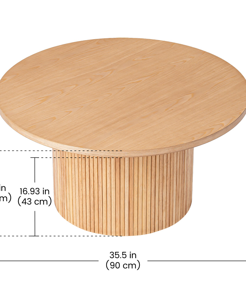 Luxury Pedestal Wood Round Coffee Table