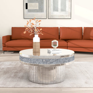 SHYFOY Round Coffee Table Mirrored Crushed Diamond /SF-CF192