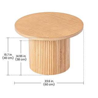 Pedestal Wood Round Coffee Table with Solid Wood Circle Pedestal Table