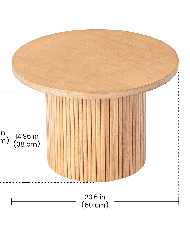 Pedestal Wood Round Coffee Table with Solid Wood Circle Pedestal Table
