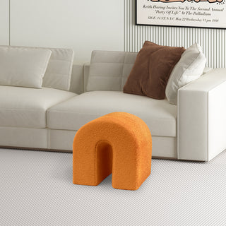 Orange Accent Upholstered Ottoman, N Shaped