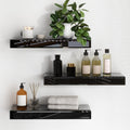Black Set of 3 Mirrored Glass Floating Shelves