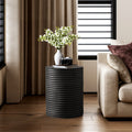 Black Modern Cylinder Side Table Minimalist Outdoor End Table