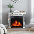 Mirrored Electric Fireplace, Fireplace Mantel Freestanding Heater Firebox with Remote Control