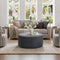 Black Modern Ribbed Round Concrete Coffee Table