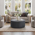 Black Modern Ribbed Round Concrete Coffee Table